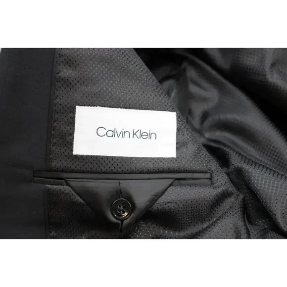 Calvin Klein Blazer Mens 40R Black Single Breasted Notch Lapel Suit Jacket - Picture 3 of 9